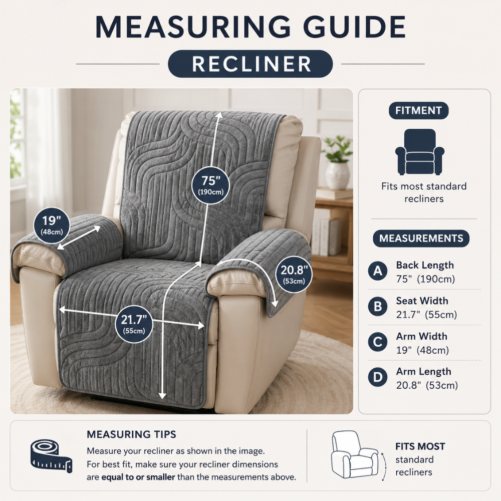 Relaxsessel Schonbezug Weich – Gesteppter Sesselbezug für TV-Sessel, Recliner & Wohnzimmer