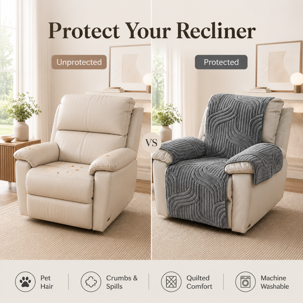 Relaxsessel Schonbezug Weich – Gesteppter Sesselbezug für TV-Sessel, Recliner & Wohnzimmer