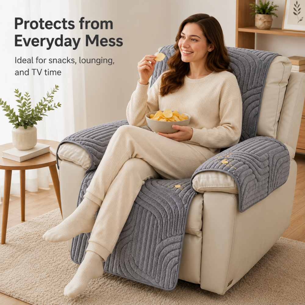 Relaxsessel Schonbezug Weich – Gesteppter Sesselbezug für TV-Sessel, Recliner & Wohnzimmer