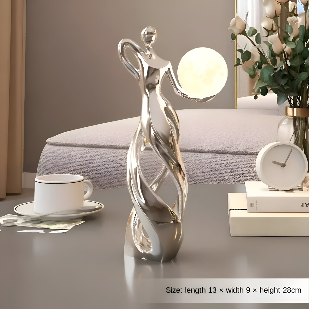 Abstrakte Mädchen Deko Figuren - Beleuchtete Harzskulptur für Stilvolle Innendekoration und Tischakzente