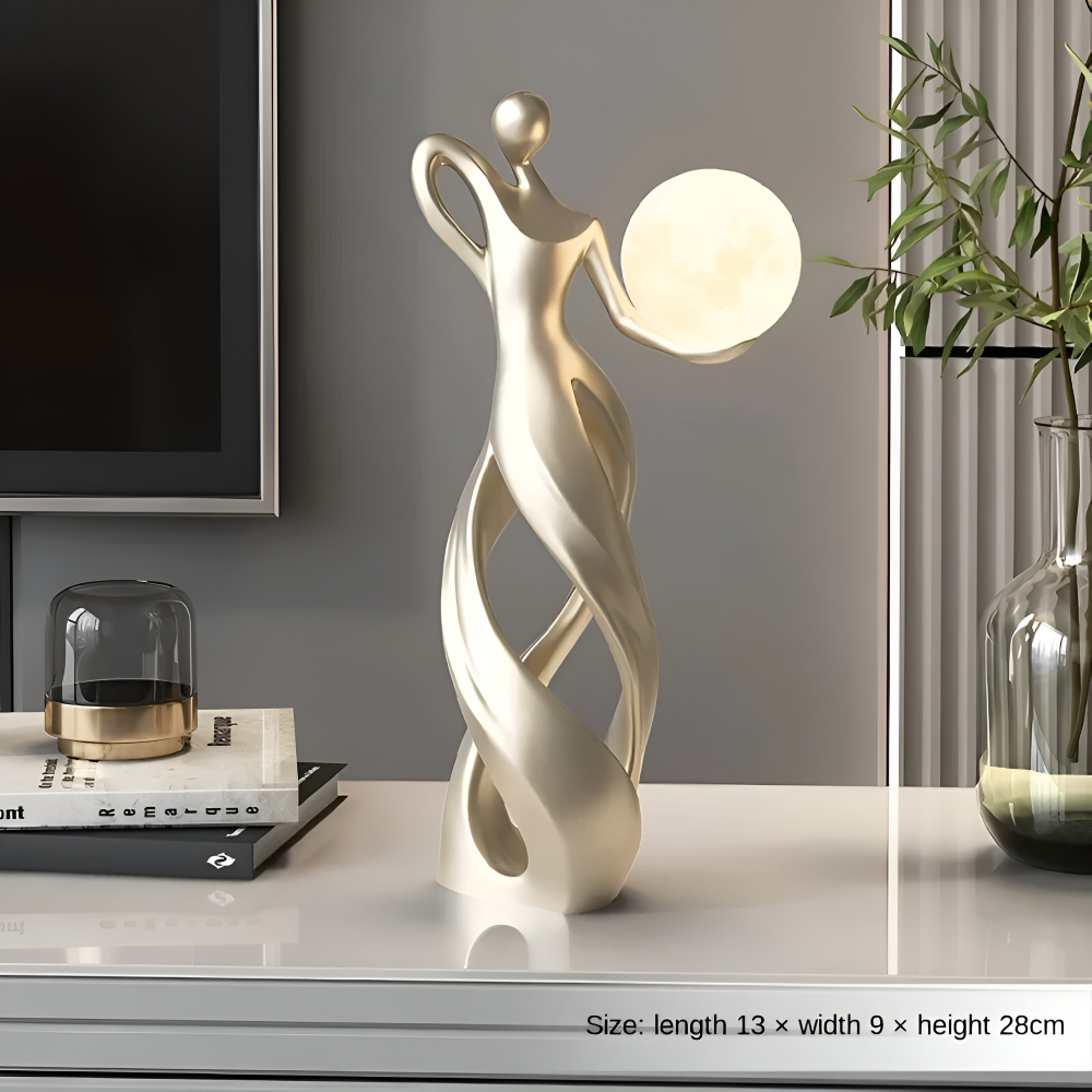 Abstrakte Mädchen Deko Figuren - Beleuchtete Harzskulptur für Stilvolle Innendekoration und Tischakzente