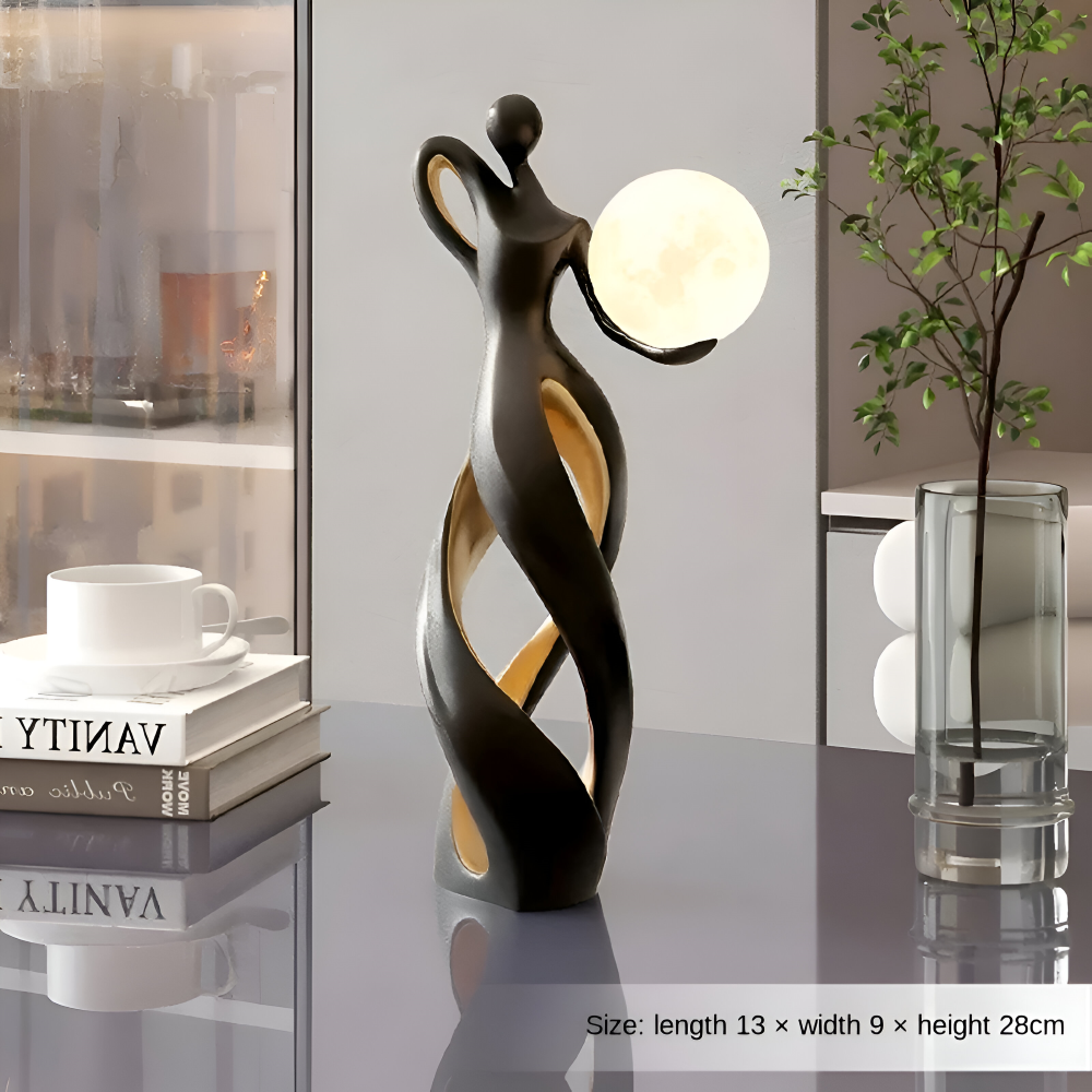 Abstrakte Mädchen Deko Figuren - Beleuchtete Harzskulptur für Stilvolle Innendekoration und Tischakzente