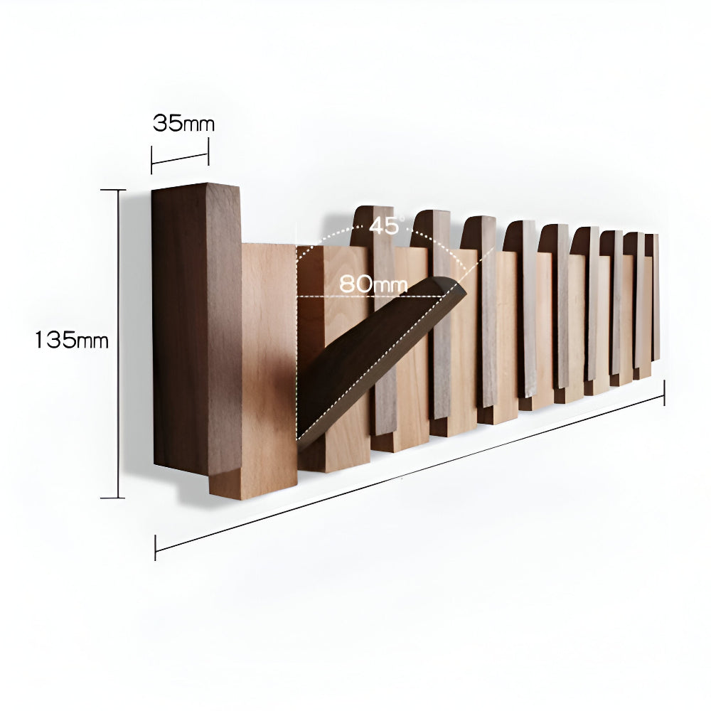 RetroHooks - Holzklavier-Wandregal mit magnetischen Haken