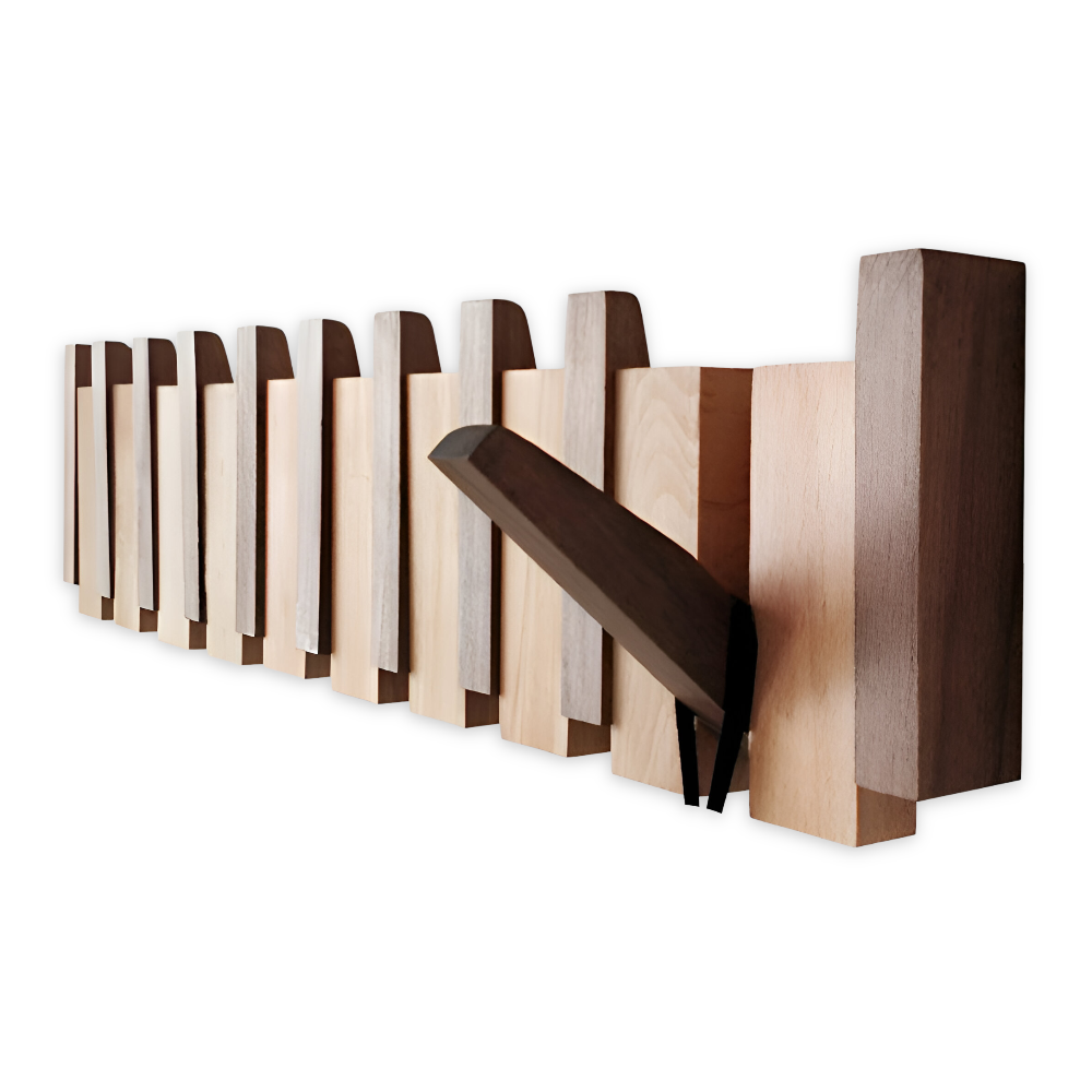 RetroHooks - Holzklavier-Wandregal mit magnetischen Haken
