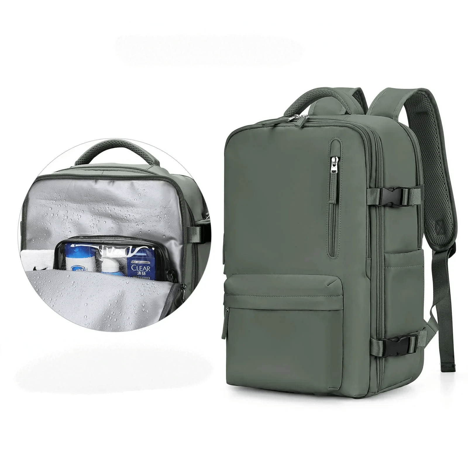 Robuster Wasserfester Rucksack 33x22x47cm - Nylon Schwarz Mit USB-Ladefunktion für Reisen 5