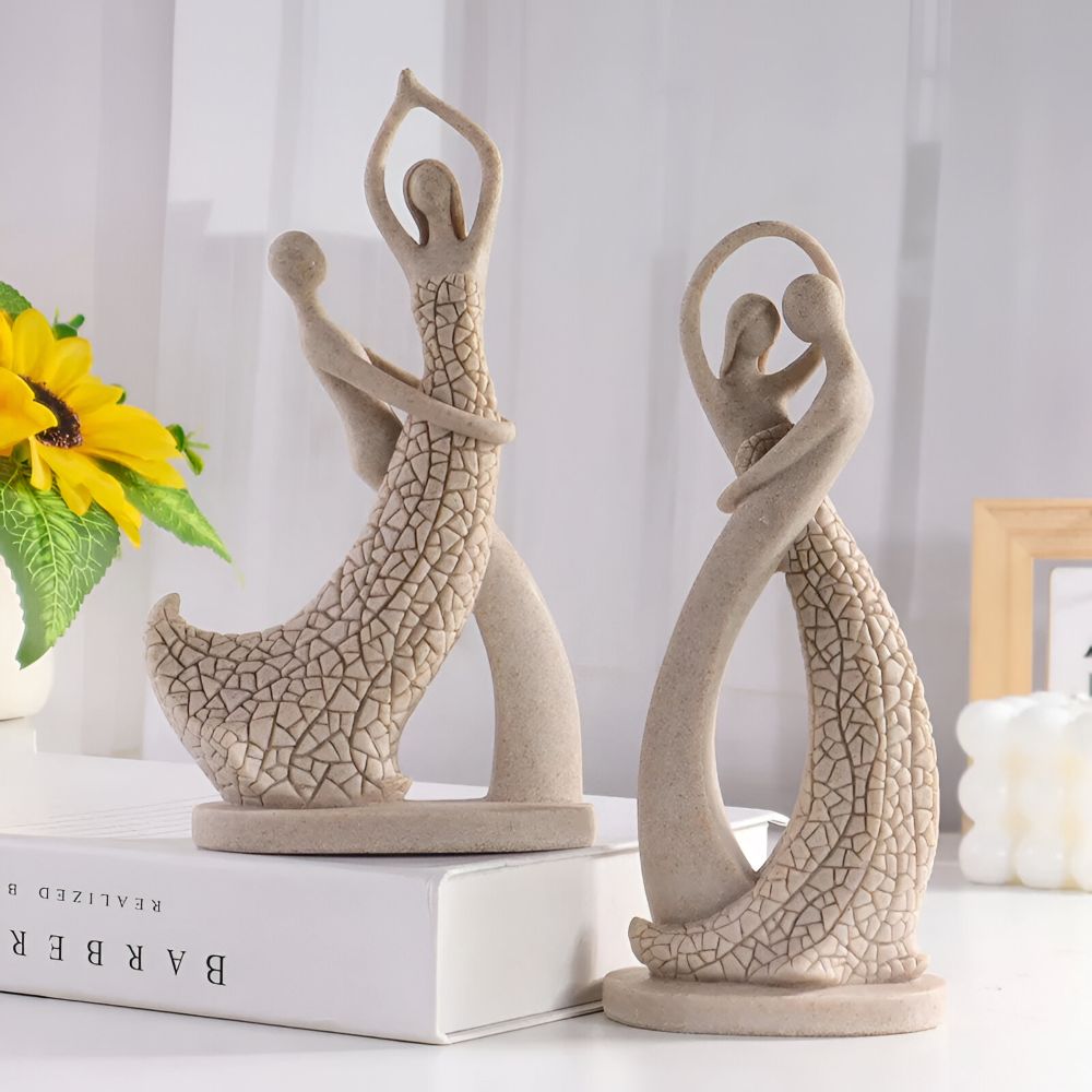 Romantische Sandstein Paar Dekor Figuren - Elegante Resin Statue für die Wohnkultur
