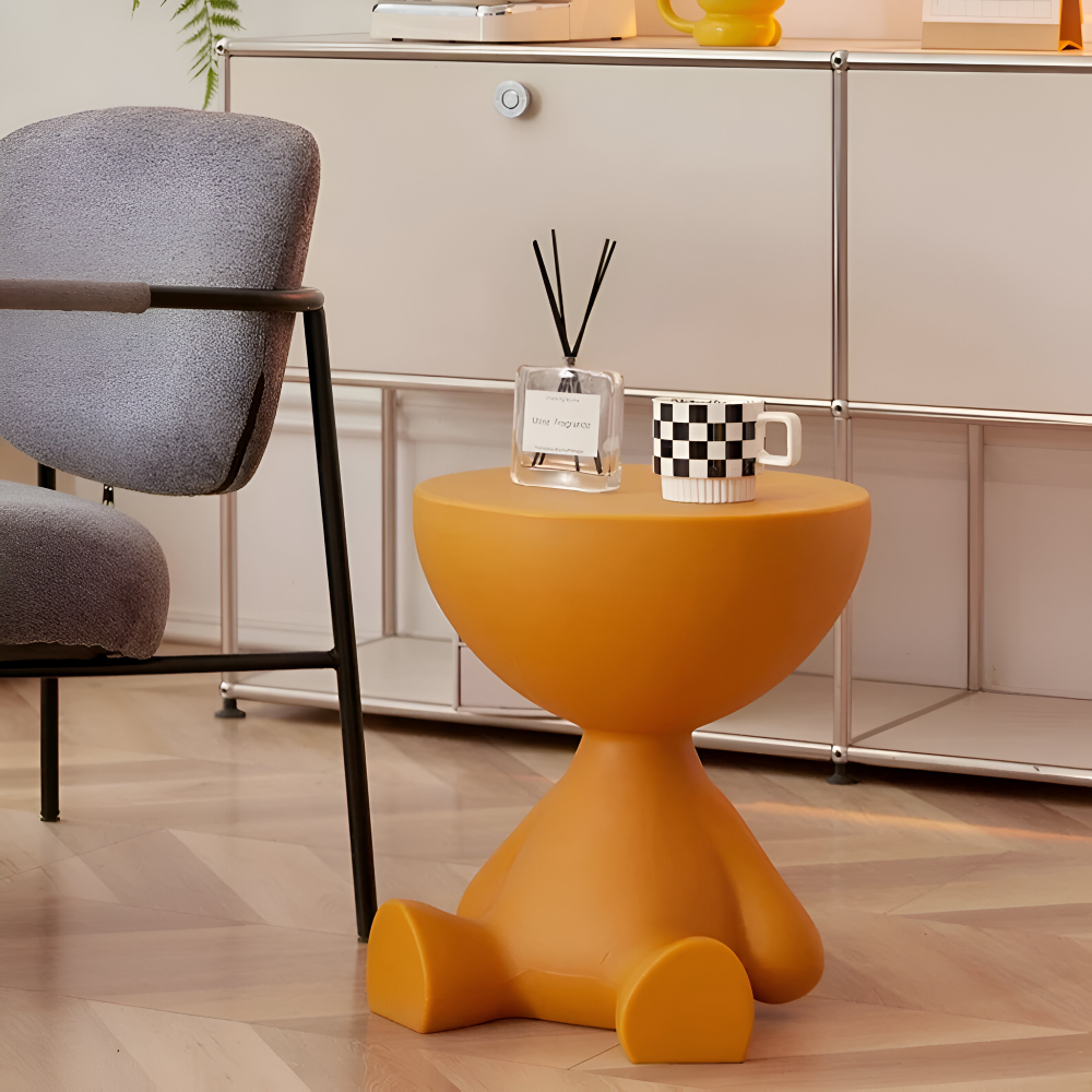 Runder Creme Beistelltisch - Schwarzer Runder Couchtisch - Niedlicher Plastikbeistelltisch