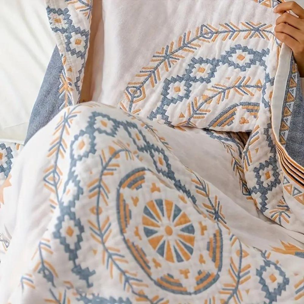 Ruhige Mandala Überwurfdecke | 100% Baumwolle, Boho-Design 1