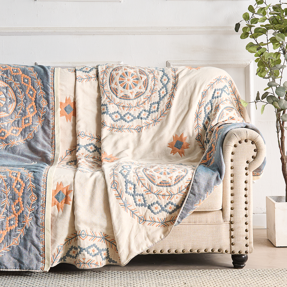 Ruhige Mandala Überwurfdecke | 100% Baumwolle, Boho-Design 5