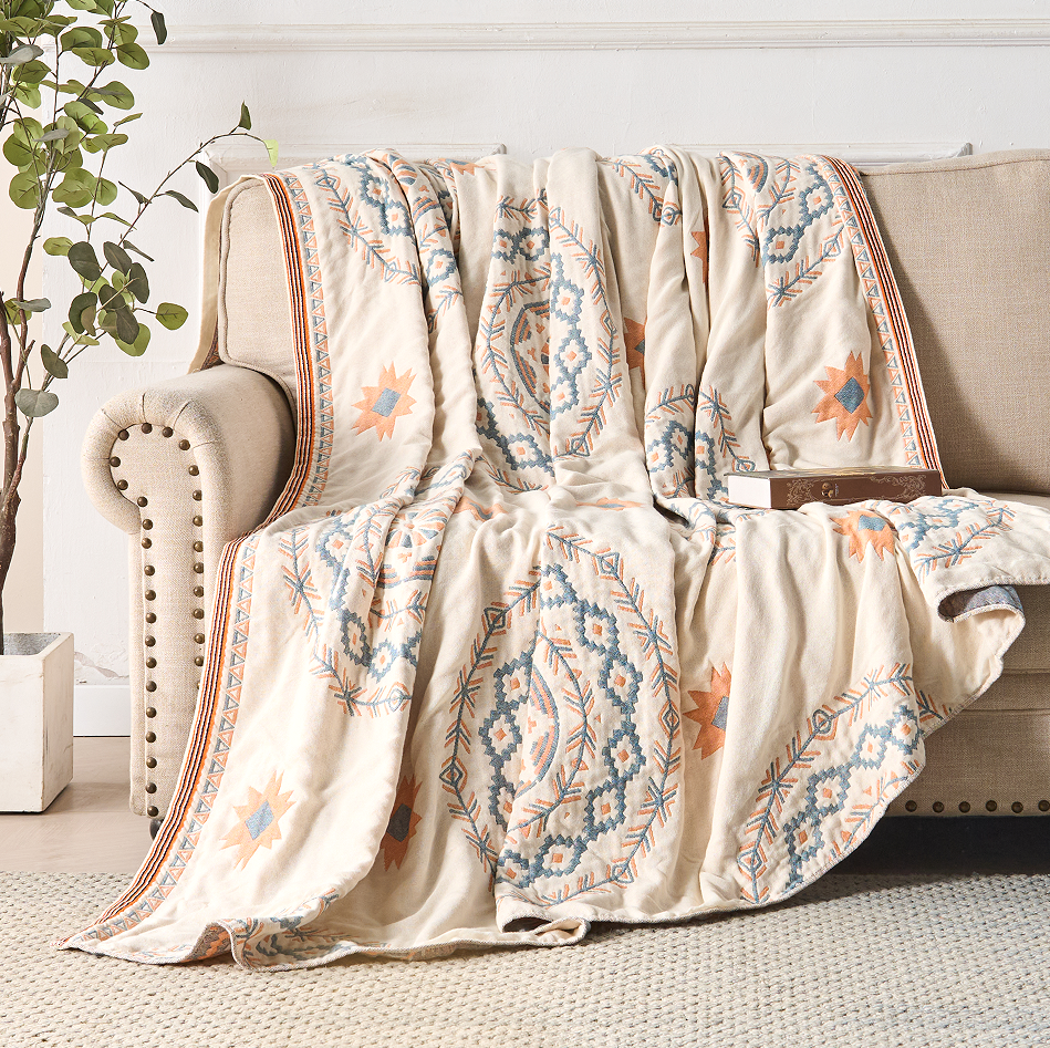 Ruhige Mandala Überwurfdecke | 100% Baumwolle, Boho-Design 6