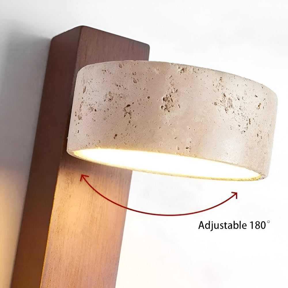 Runde LED Wandleuchte mit Naturstein Oberfläche | Stylische Wandlampe für Innenräume