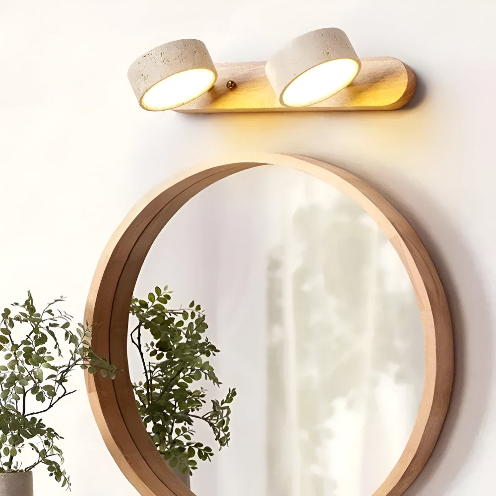 Runde LED Wandleuchte mit Naturstein Oberfläche | Stylische Wandlampe für Innenräume