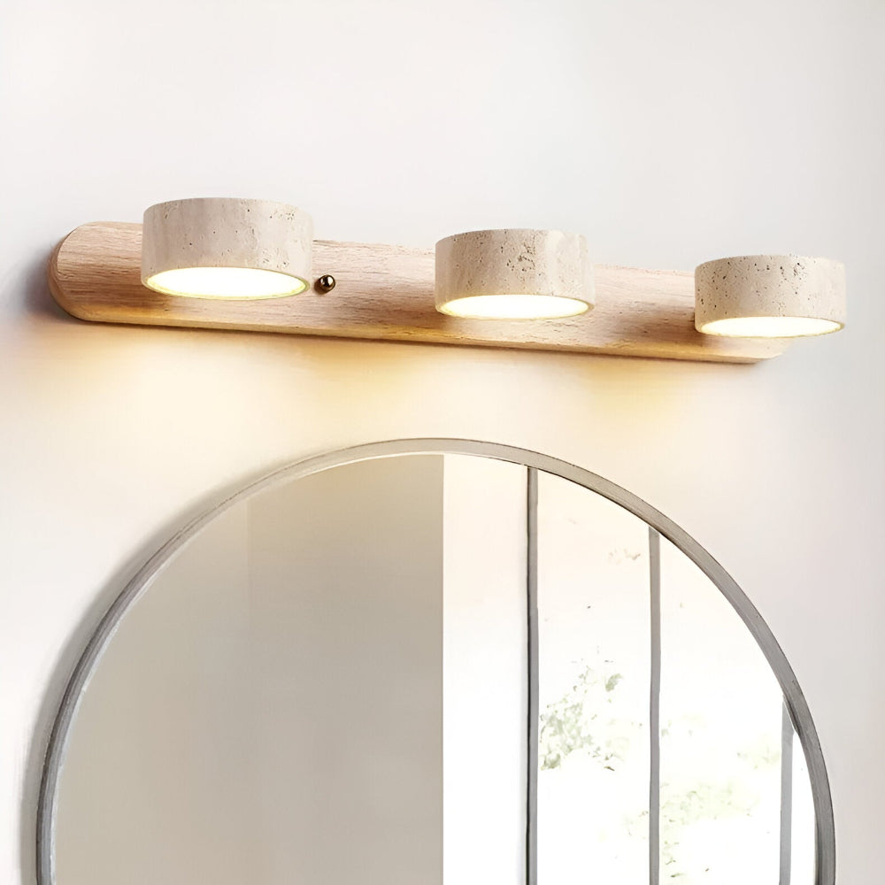 Runde LED Wandleuchte mit Naturstein Oberfläche | Stylische Wandlampe für Innenräume