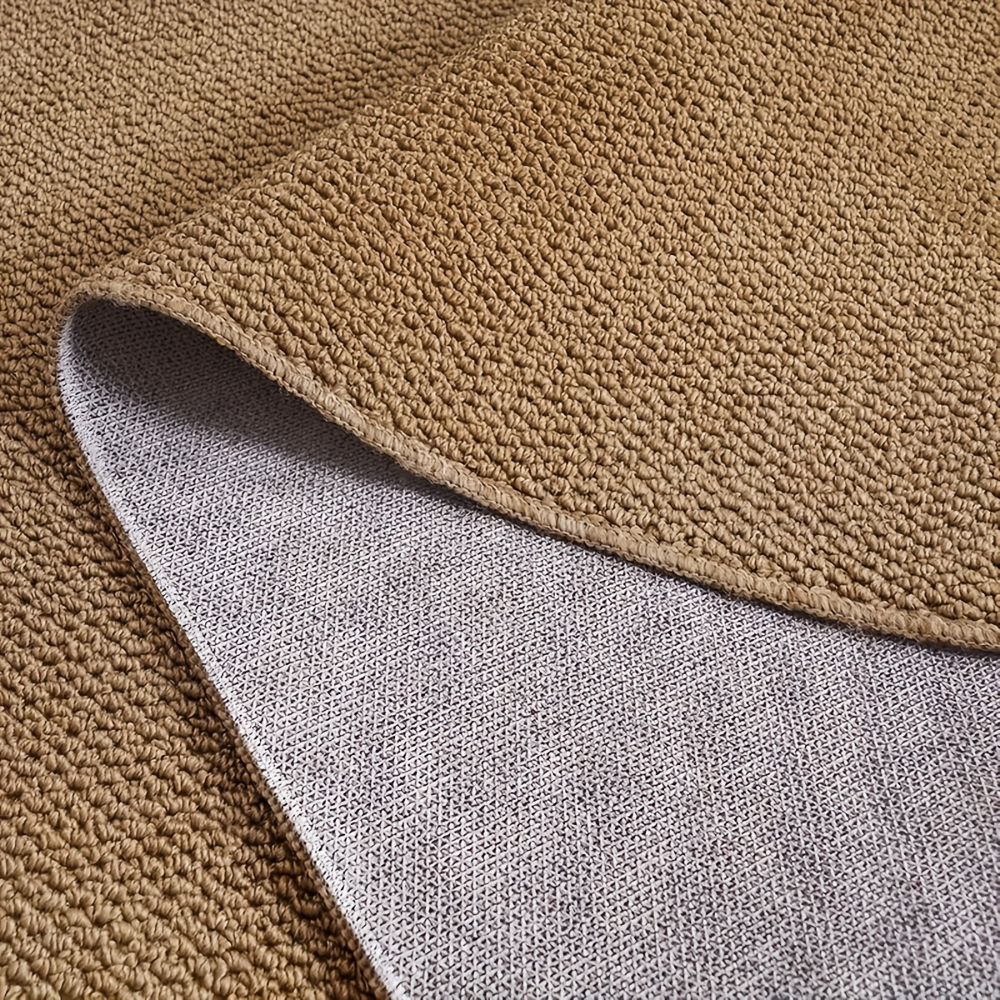 Runder Strickteppich aus Polyester – Weicher Boho-Teppich für Schlafzimmer & Wohnzimmer – 800g/m² – Einfarbig, Waschbar