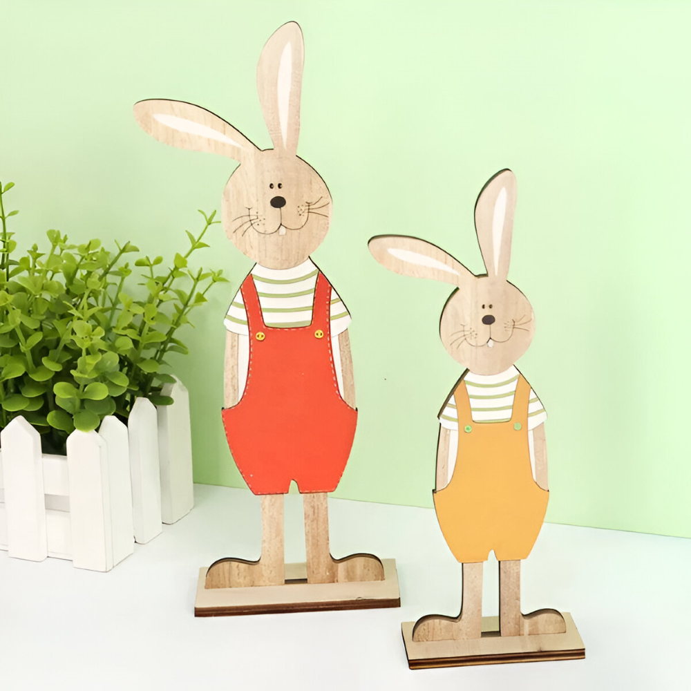 RustiCraft Osterhase - 2pcs Holzhase Osterdeko