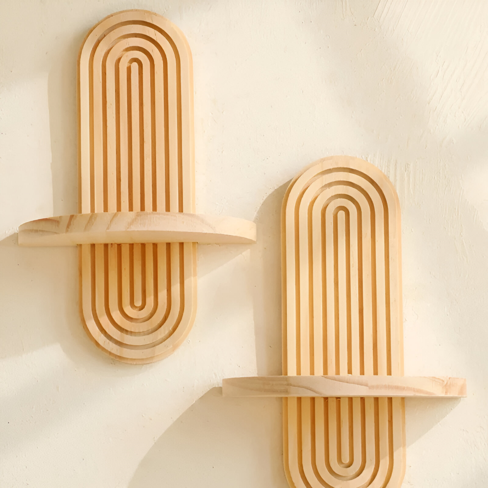 Moderne Geometrische Wandregale aus Holz, 35cm