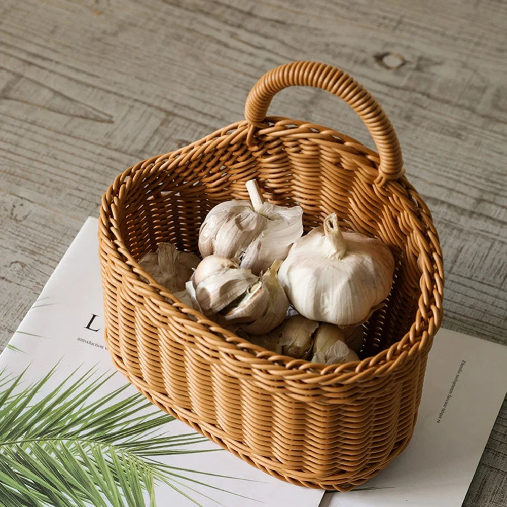 Rustikaler Geflochtener Aufbewahrungskorb - Brauner Wandkorb für Obst und Kleinigkeiten 2
