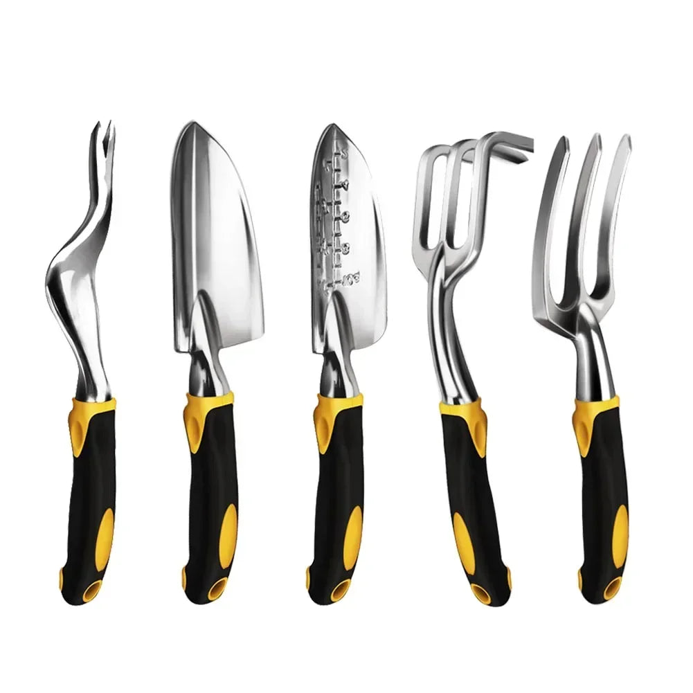 Gartenwerkzeug Set 5-teilig – Ergonomisches Garten Handwerkzeug mit Schaufel, Rechen, Hacke & Gartenschere