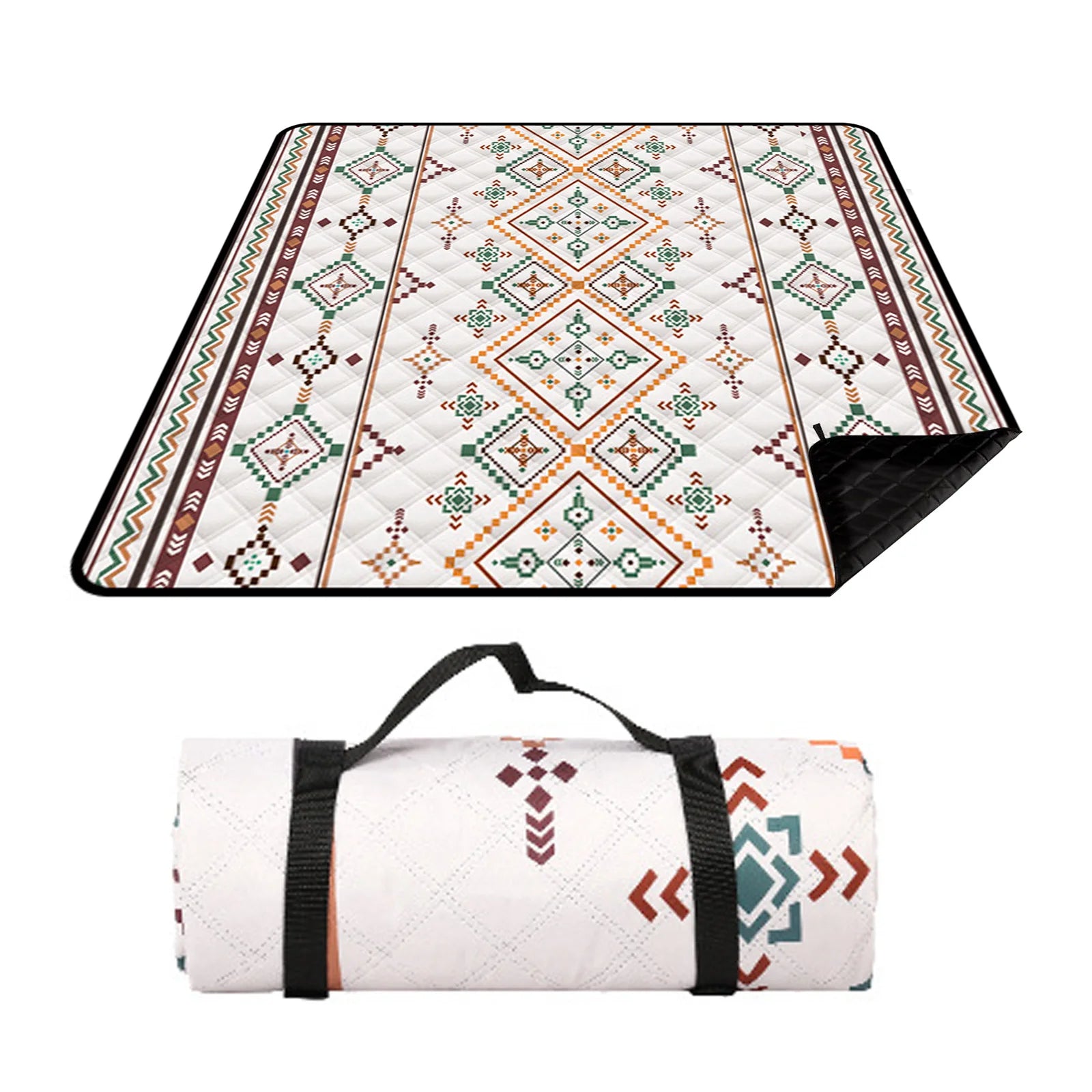 Picknickdecke 200 x 200 cm Outdoor Campingdecke aus Polyester Faltbare Stranddecke mit Tragegriff für Garten Strand