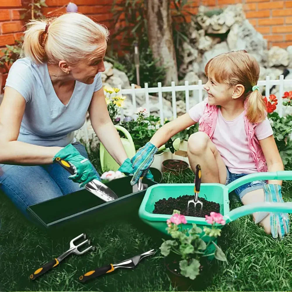 Gartenwerkzeug Set 5-teilig – Ergonomisches Garten Handwerkzeug mit Schaufel, Rechen, Hacke & Gartenschere