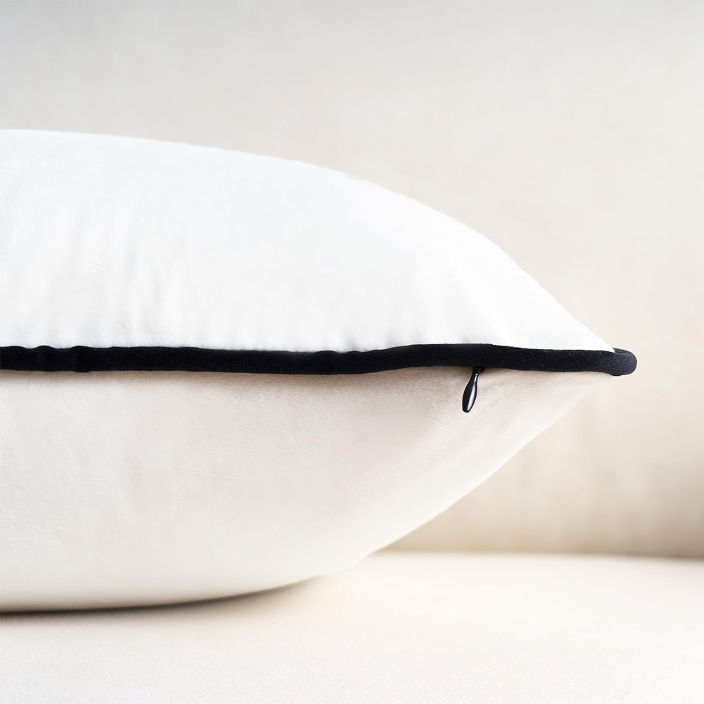Samt Kissenbezug mit Kontrastkante – Moderner Dekokissenbezug für Sofa, Bett & Wohnzimmer