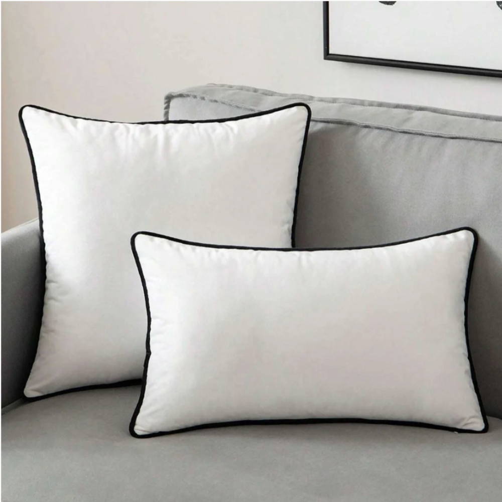 Samt Kissenbezug mit Kontrastkante – Moderner Dekokissenbezug für Sofa, Bett & Wohnzimmer
