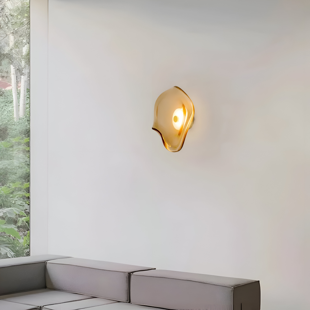 Skandinavisch Inspirierte Gebogene Glas Wandleuchte - LED Wandleuchte für den Innenbereich im Japandi-Design
