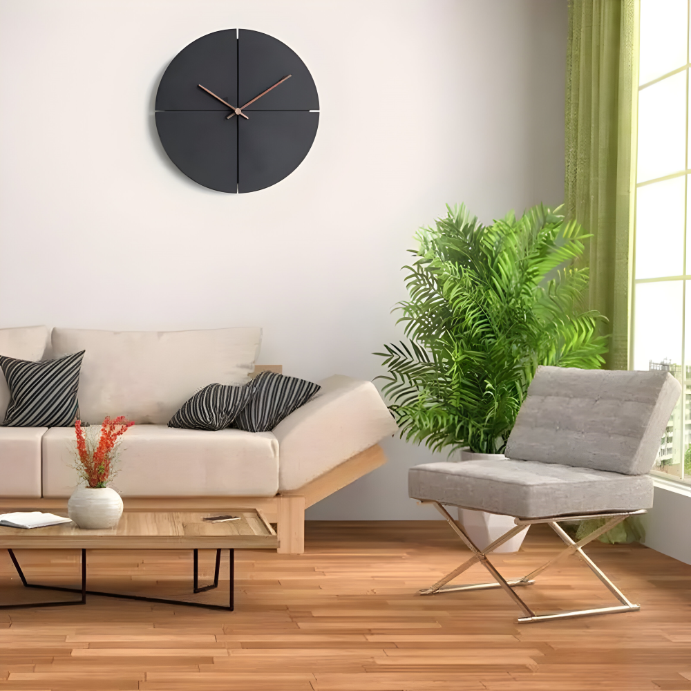 Skandinavische Schwarze Runde/Quadratische Wanduhr für Moderne Innenräume