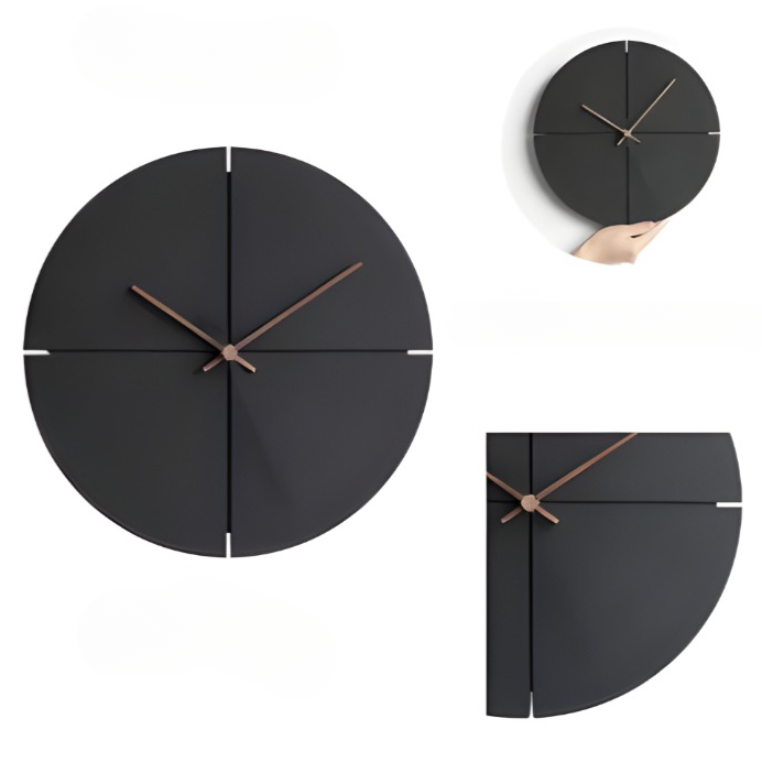 Skandinavische Schwarze Runde/Quadratische Wanduhr für Moderne Innenräume