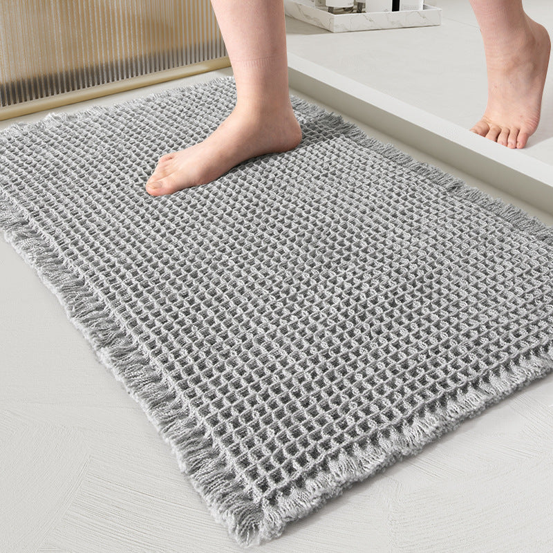 Schnell Trocknende Waffel-Badematte 50x80cm - Ultra-Saugfähiges Polyester Grau für Badezimmer und Küche 9