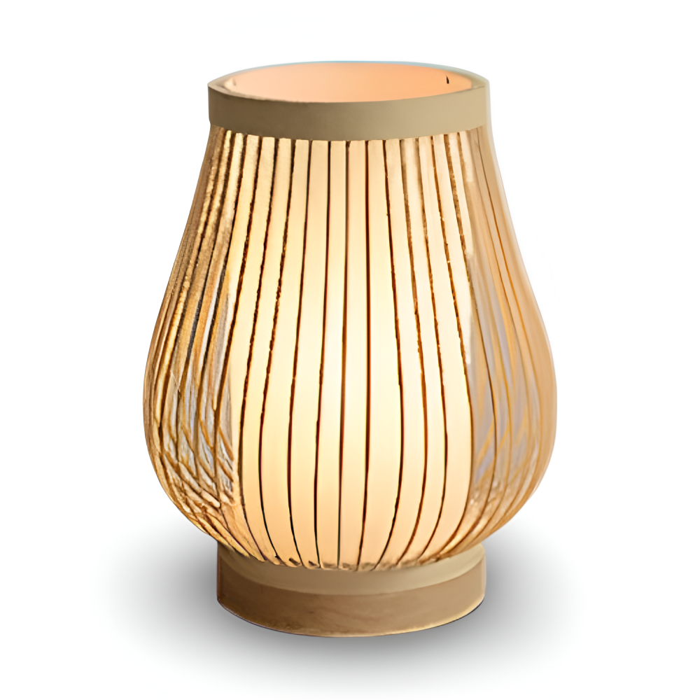 SereniLight Tischlampe - Bambusholz Schreibtischlampe im Japanischen Stil