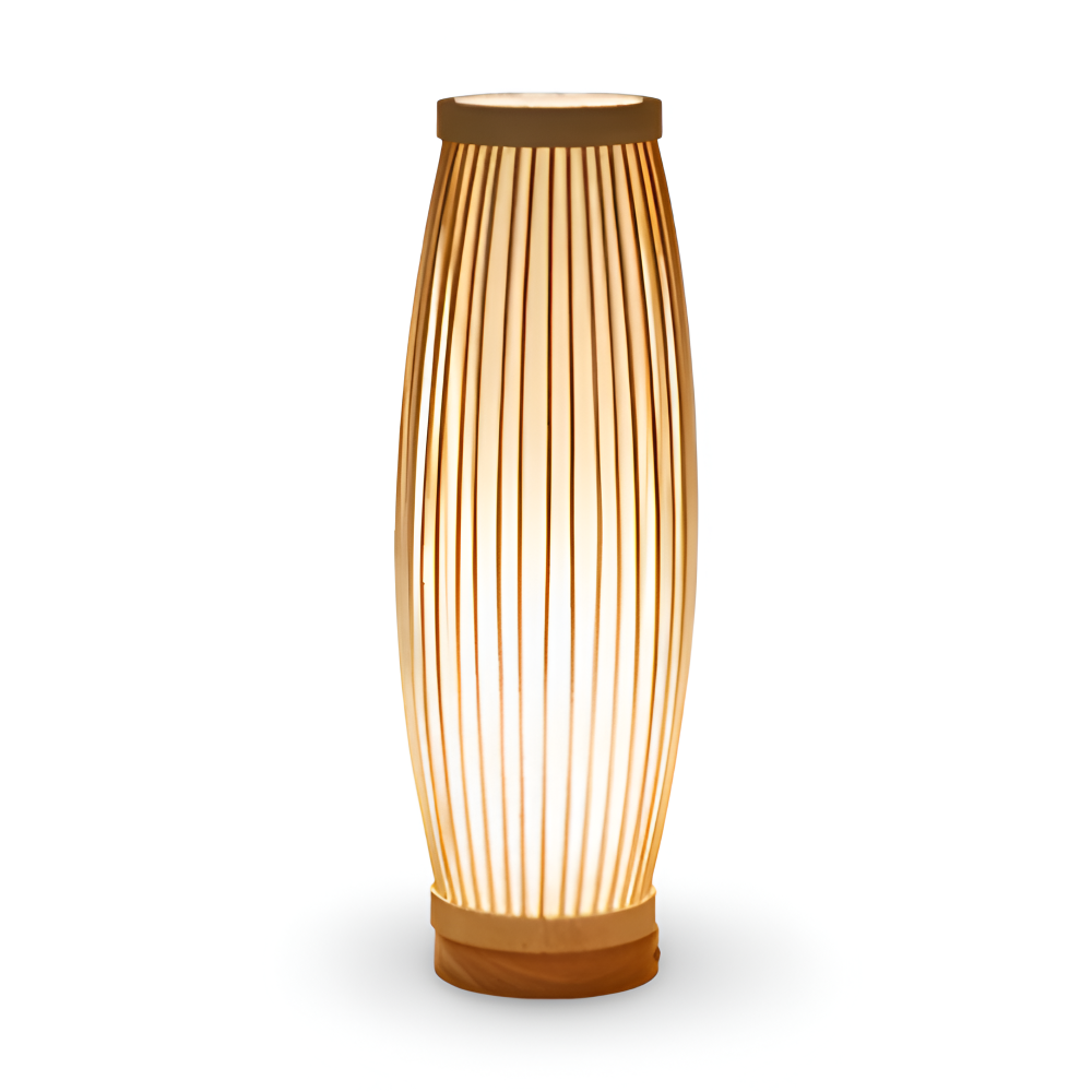 SereniLight Tischlampe - Bambusholz Schreibtischlampe im Japanischen Stil