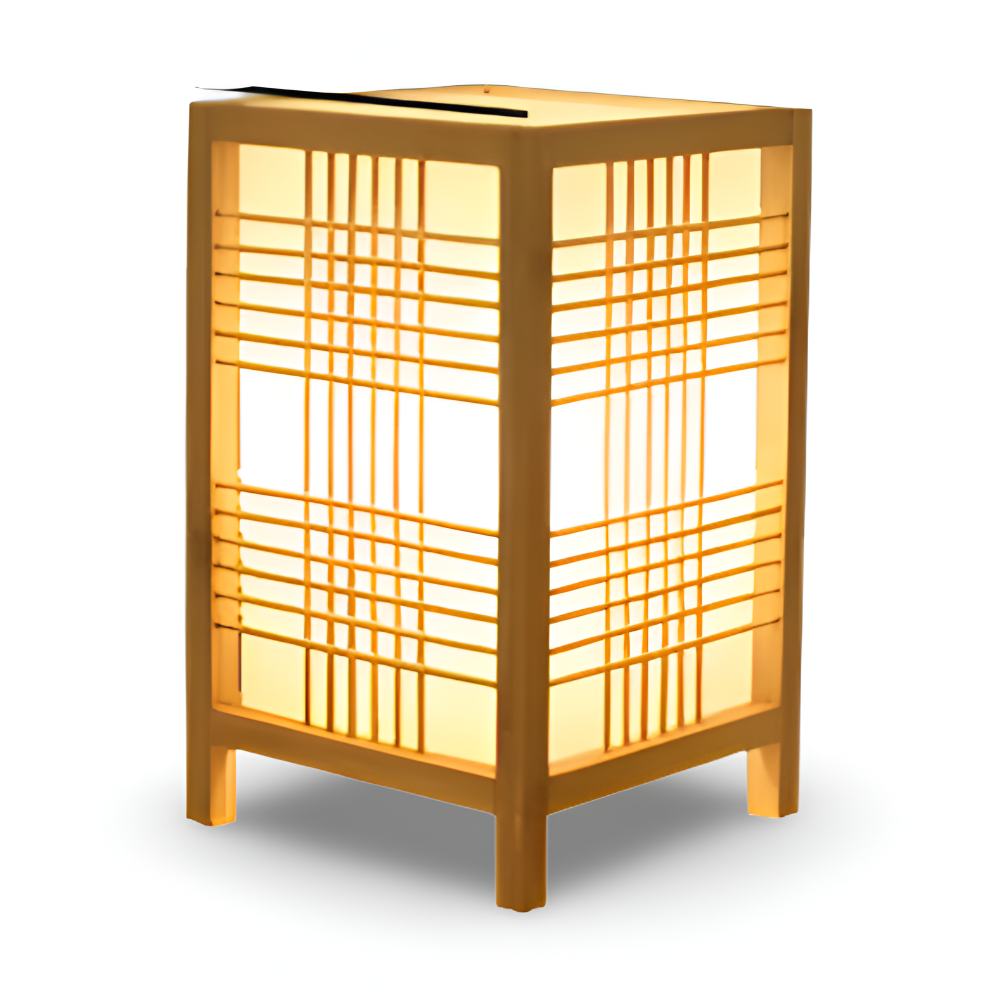 SereniLight Tischlampe - Bambusholz Schreibtischlampe im Japanischen Stil