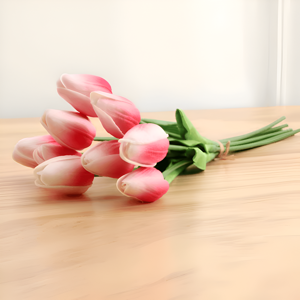 Set aus 6 realistischen Kunst Tulpenblumensträußen für Zuhause, Garten und Partydesign