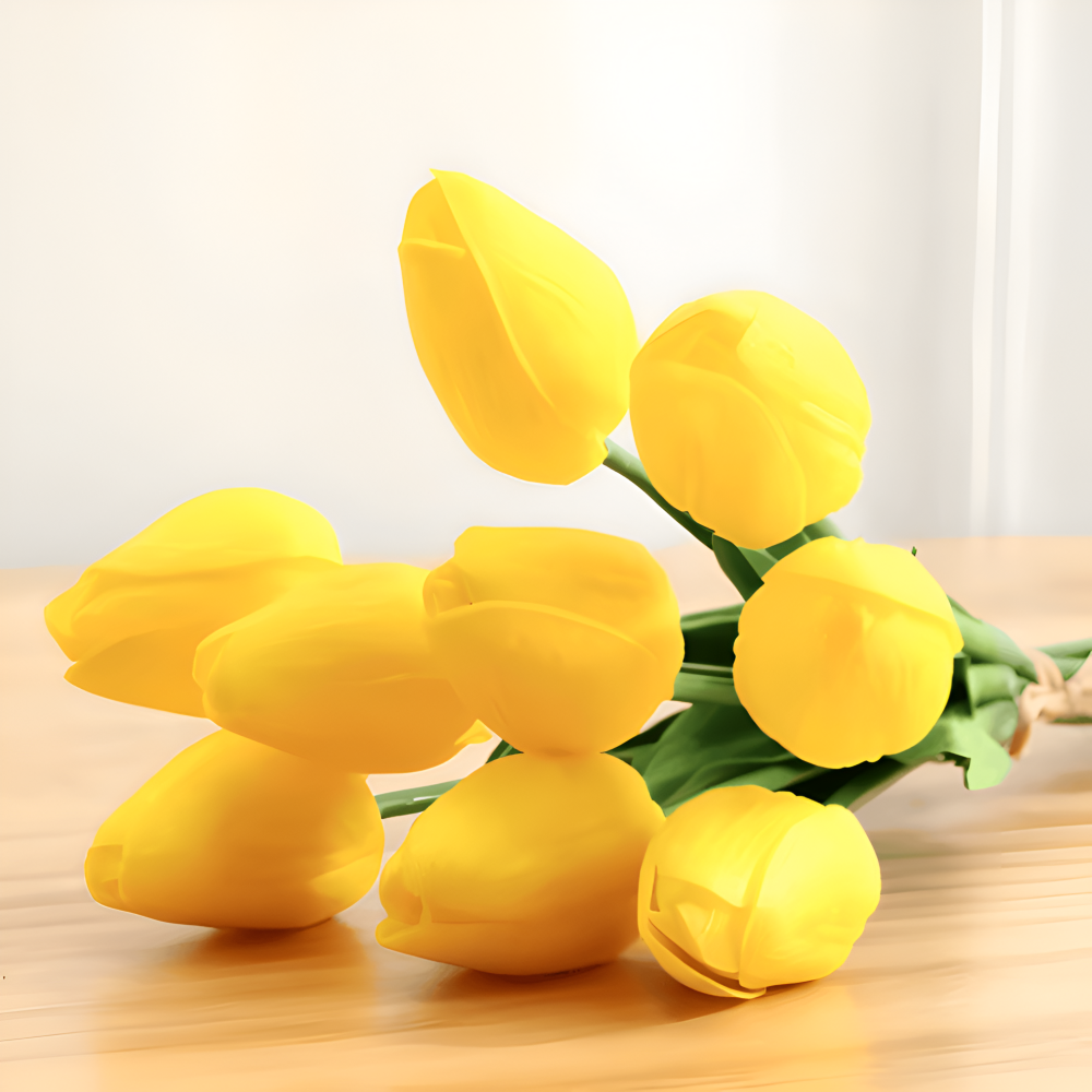 Set aus 6 realistischen Kunst Tulpenblumensträußen für Zuhause, Garten und Partydesign