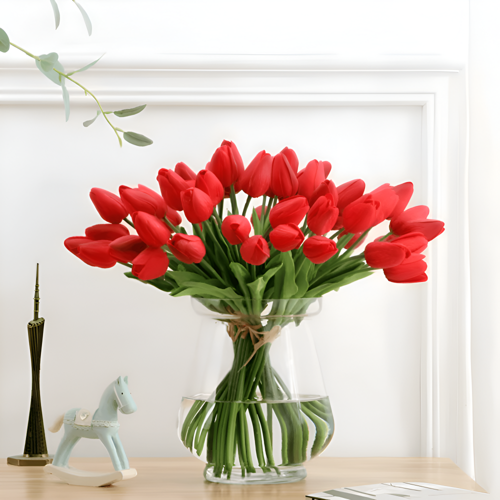 Set aus 6 realistischen Kunst Tulpenblumensträußen für Zuhause, Garten und Partydesign