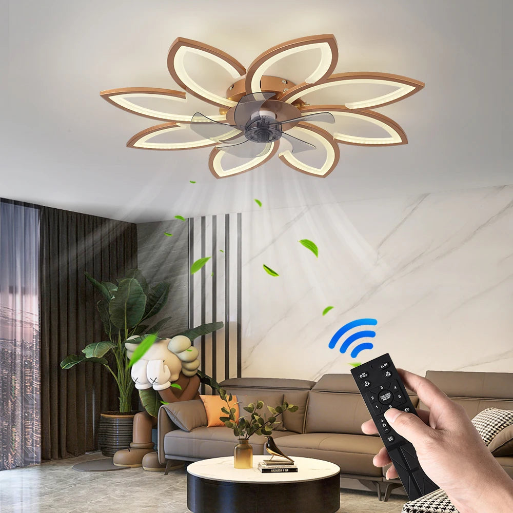 Deckenventilator mit LED Licht Blumenform Fernbedienung Dimmbar 6 Geschwindigkeiten 3000K 6500K