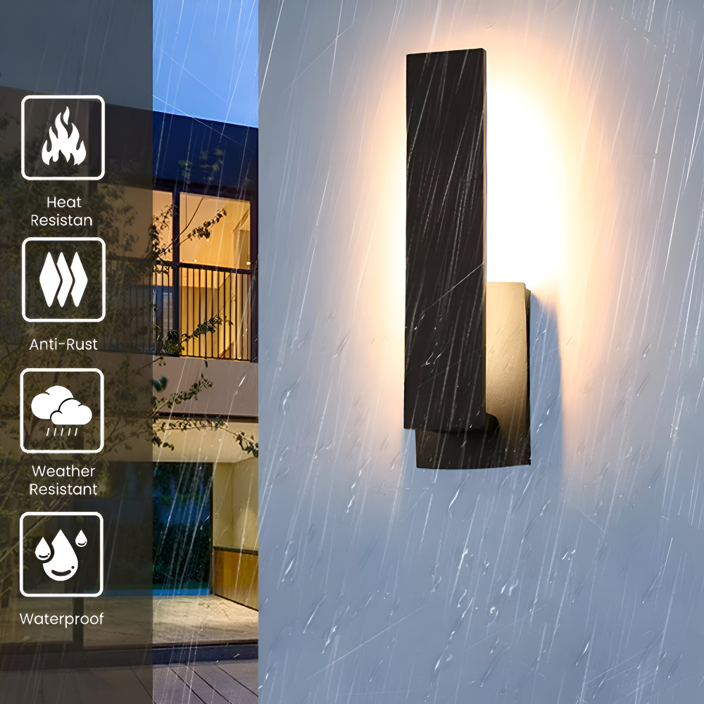 SimpliBlack Wandleuchte - Wasserdichte Aluminium Gartenbeleuchtung - Minimalistische Wandleuchte für Draußen