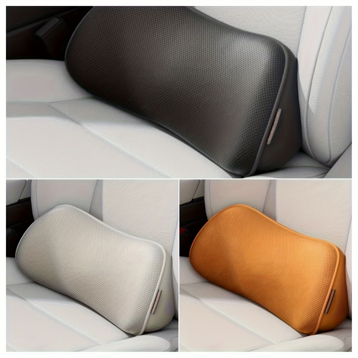 Sitzkissen Lendenstützkissen fürs Auto – Premium Memory-Schaum & Kunstleder, Ergonomisch, Atmungsaktiv, Schwarz