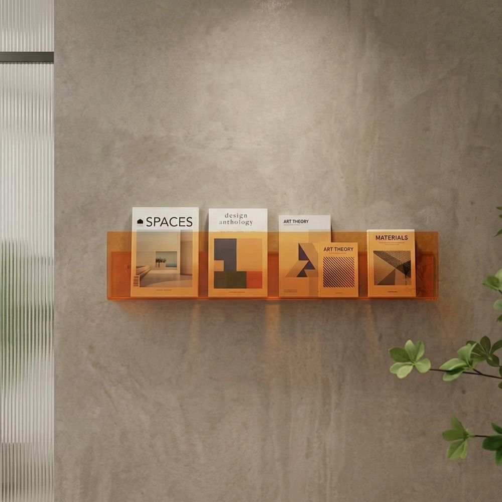 Skandinavisches Wandmontiertes Acryl-Bücherregal - Klar Minimalistisches Design für Modernes Zuhause