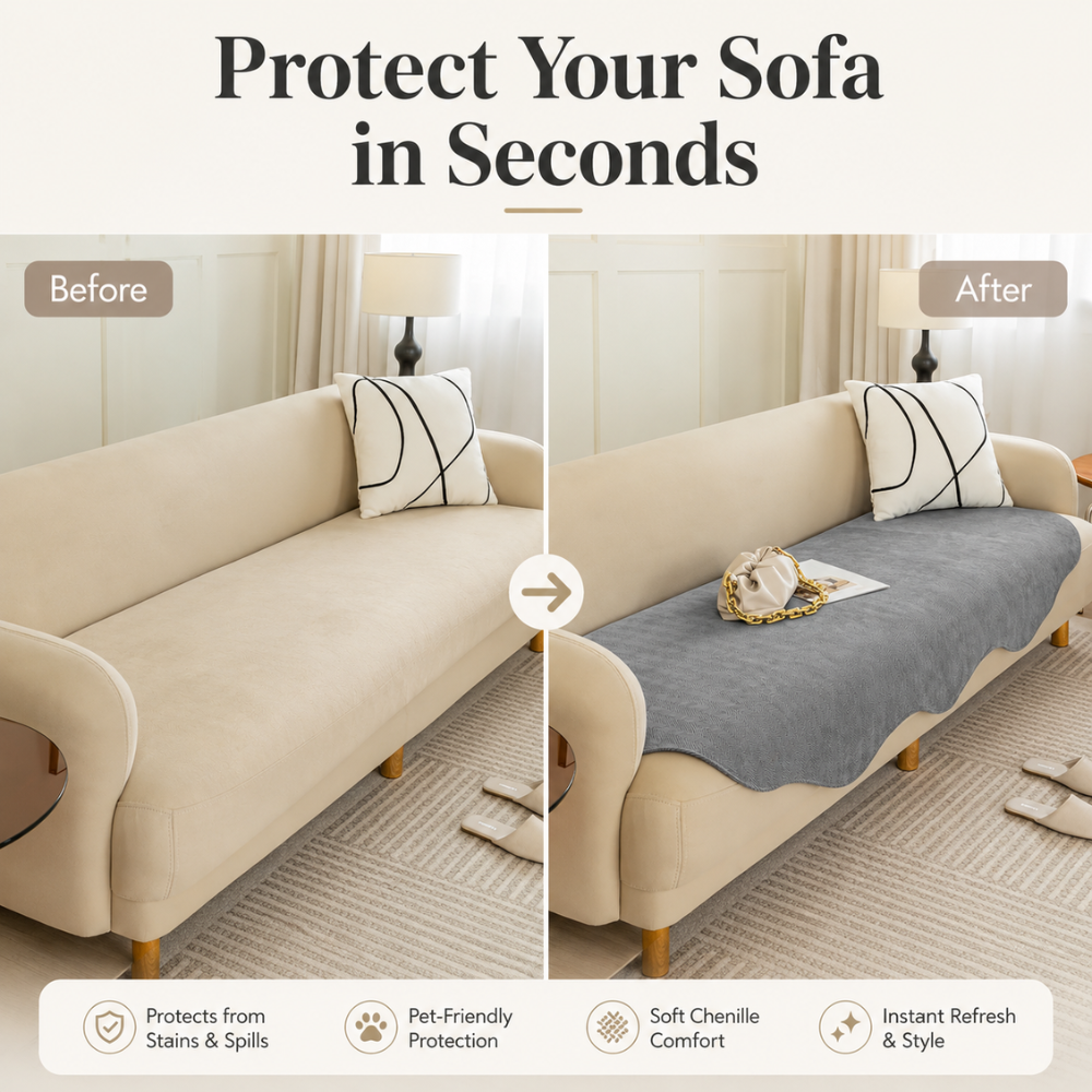 Sofabezug Rutschfest – Einfarbige Sofadecke aus Weicher Mikrofaser für Couch, Sofa & Wohnzimmer