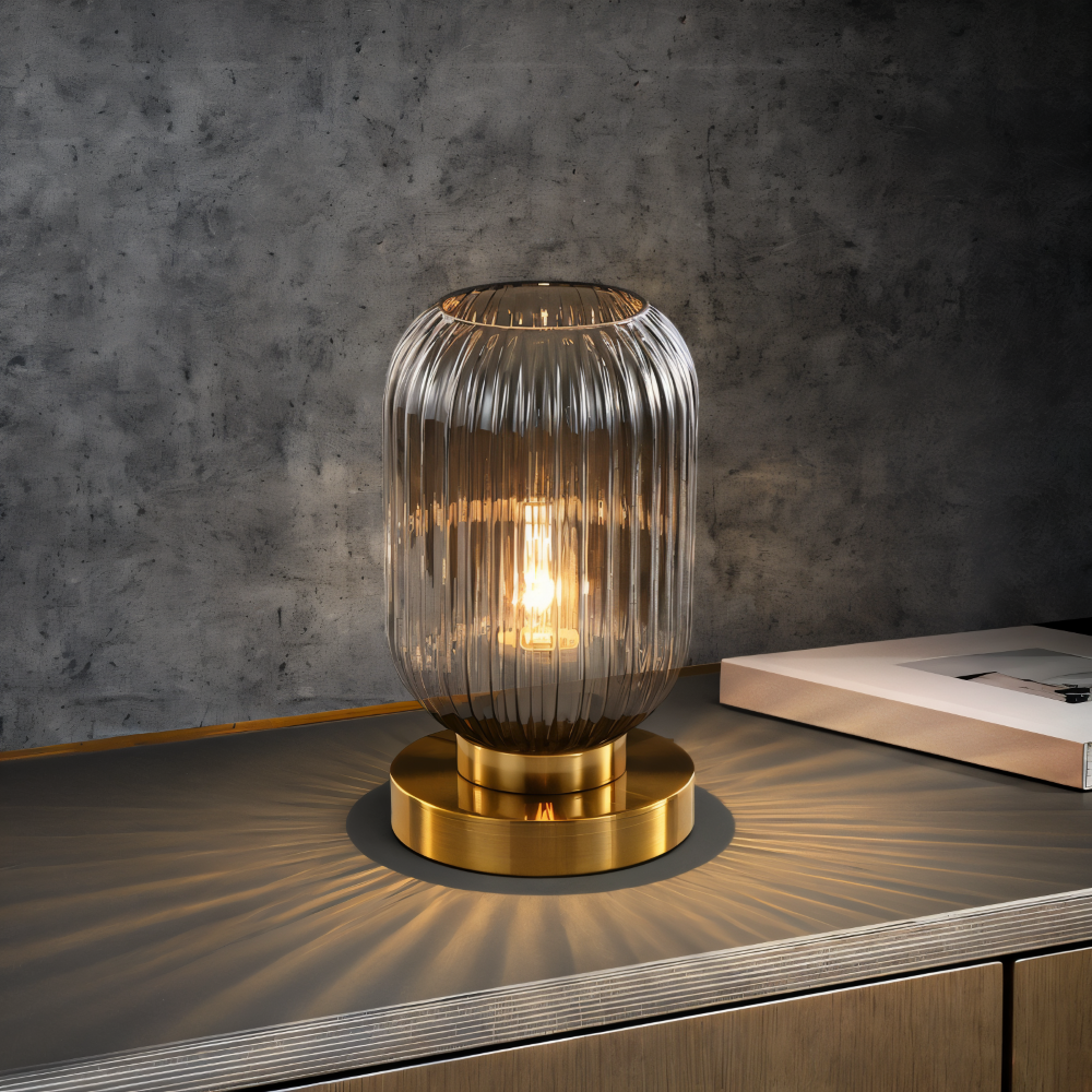 SoftiBeam Tischlampe - Nordic Ribbed Glas Schreibtischlampe