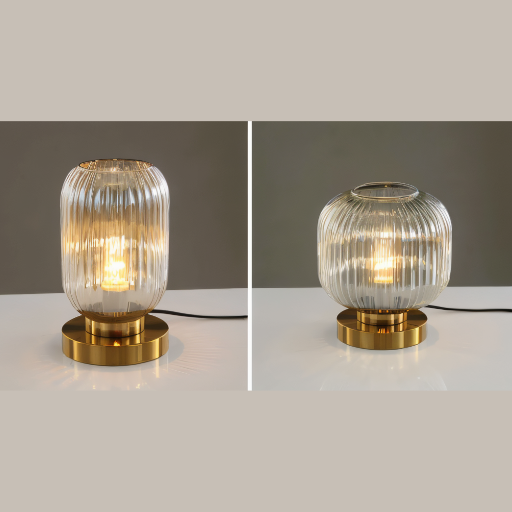 SoftiBeam Tischlampe - Nordic Ribbed Glas Schreibtischlampe