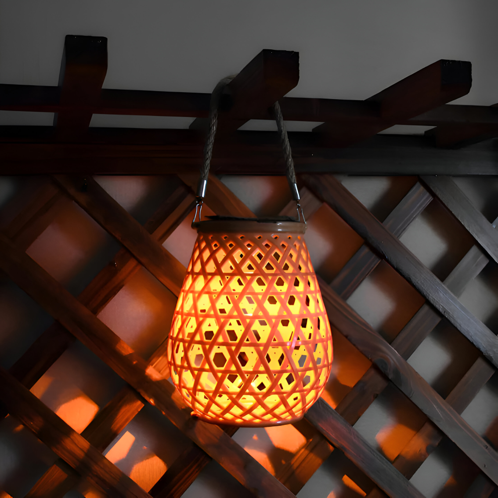 SolarCane Gartenbeleuchtung - Faux Bamboo Woven Solarlampe Garten
