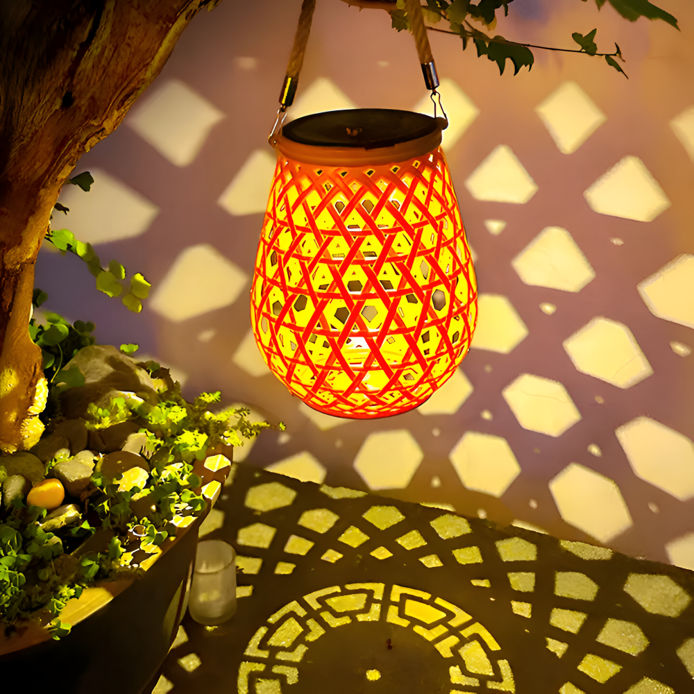 SolarCane Gartenbeleuchtung - Faux Bamboo Woven Solarlampe Garten