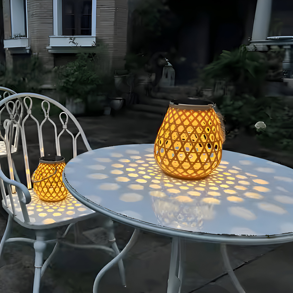 SolarCane Gartenbeleuchtung - Faux Bamboo Woven Solarlampe Garten