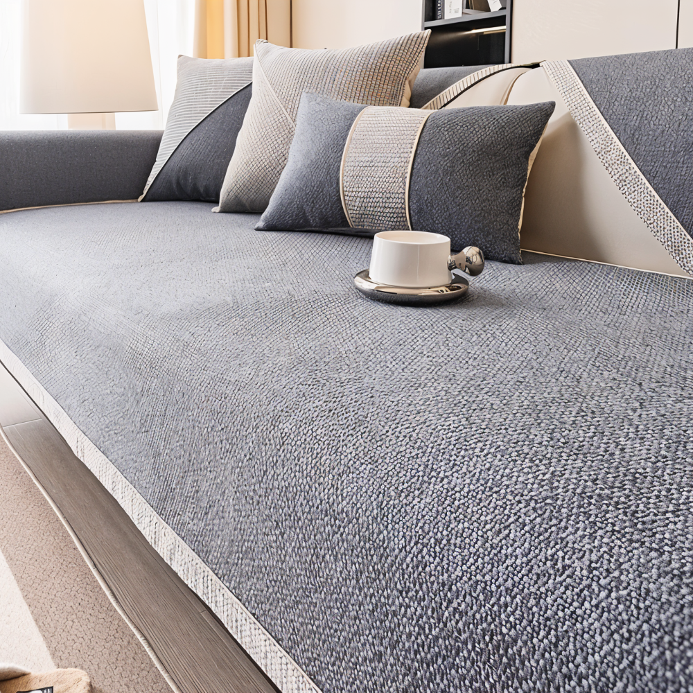 Solide Plain Sofabezug - Langlebige Baumwolle & Leinen Polyester Rutschfest Couchbezug