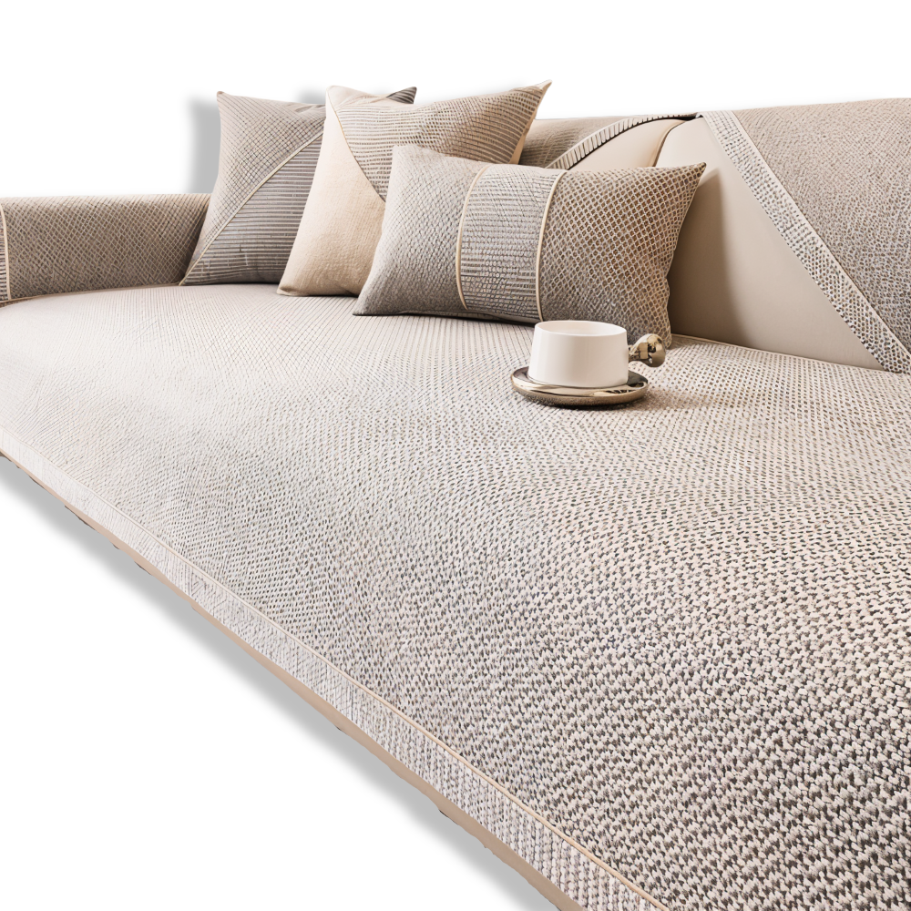 Solide Plain Sofabezug - Langlebige Baumwolle & Leinen Polyester Rutschfest Couchbezug