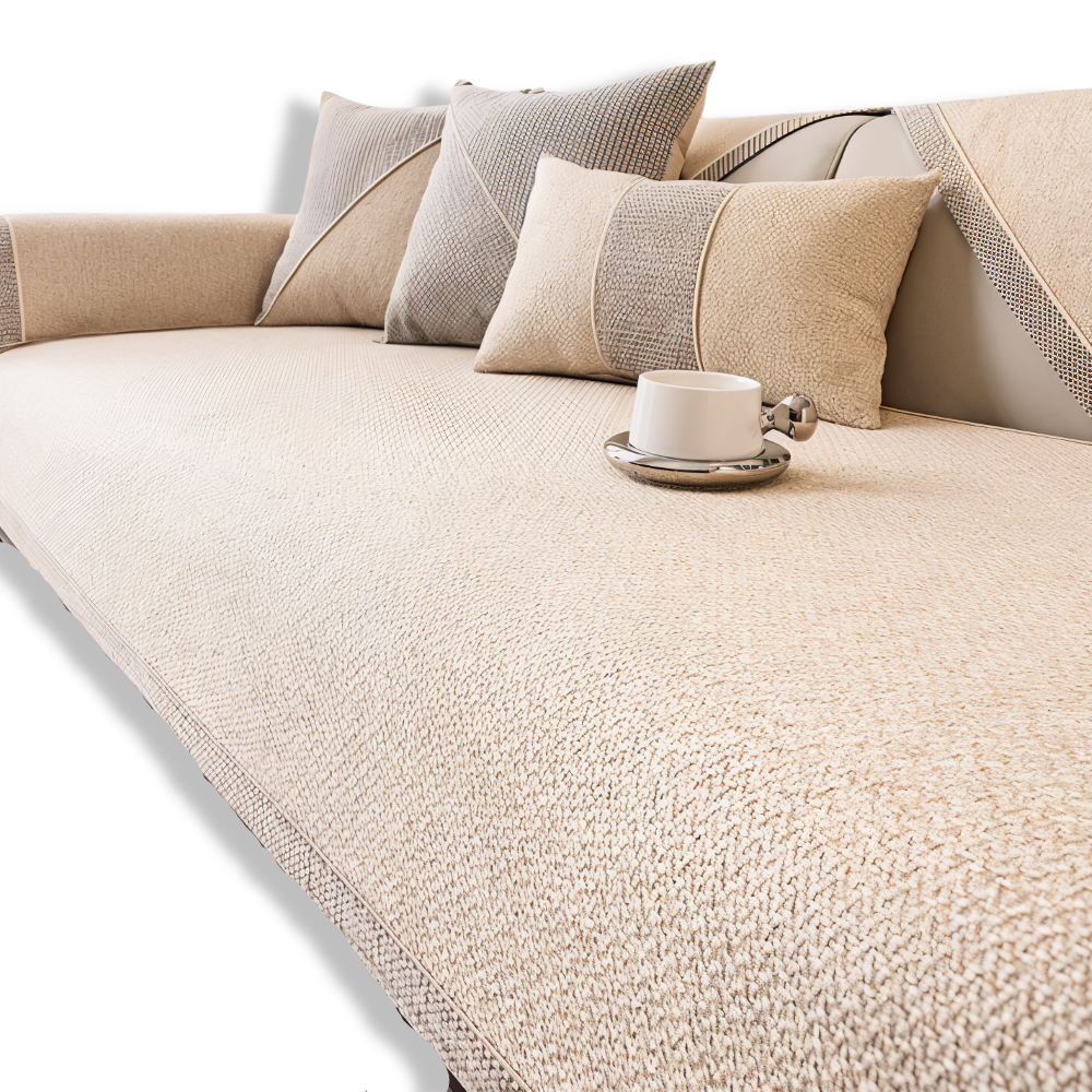 Solide Plain Sofabezug - Langlebige Baumwolle & Leinen Polyester Rutschfest Couchbezug