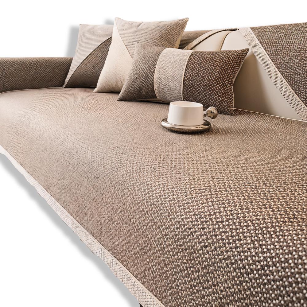 Solide Plain Sofabezug - Langlebige Baumwolle & Leinen Polyester Rutschfest Couchbezug